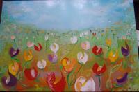 Flowers - Spring Tulips - Oil On Canvas